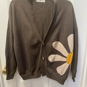 Brown Floral Cardigan Sweater Natural Life